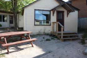 Front entrance and picnic table