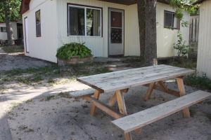 picnic table and front door
